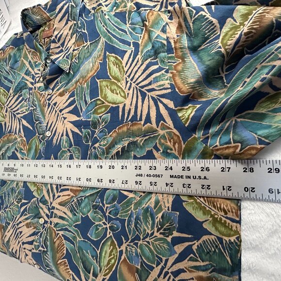 Tori Richard Honolulu Men Button-Up Hawaiian Shirt 2XL Blue Tropical Cotton Lawn - Picture 6 of 7